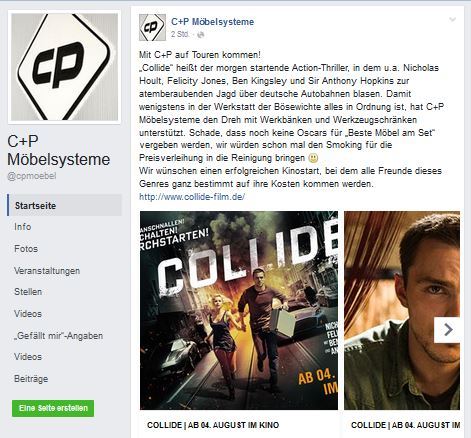 C+P richtete Werkstatt im neuen Collide-Kinofilm ein