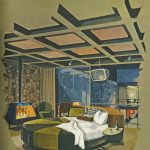 Master Bedroom im Playboy Townhouse Architekt: R. Donald Jaye, Zeichnung: Humen Tan, Maiausgabe Playboy 1962