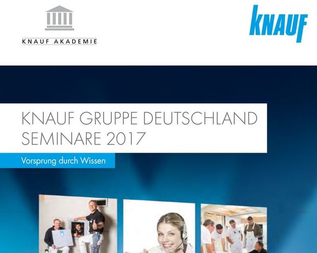 Das neue Seminarprogramm der Knauf Akademie bietet auch 2017 wieder ein qualifiziertes und umfangreiches Schulungs- und Weiterbildungsangebot für Fachhandwerker, Baustoffhändler und Planer.