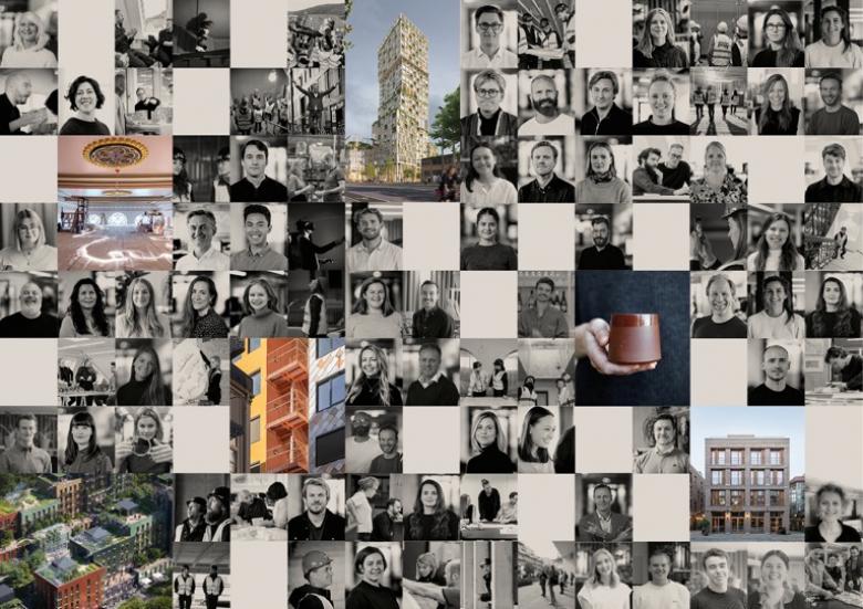 Collage of team members and projects by Mad arkitekter. © Mad arkitekter
